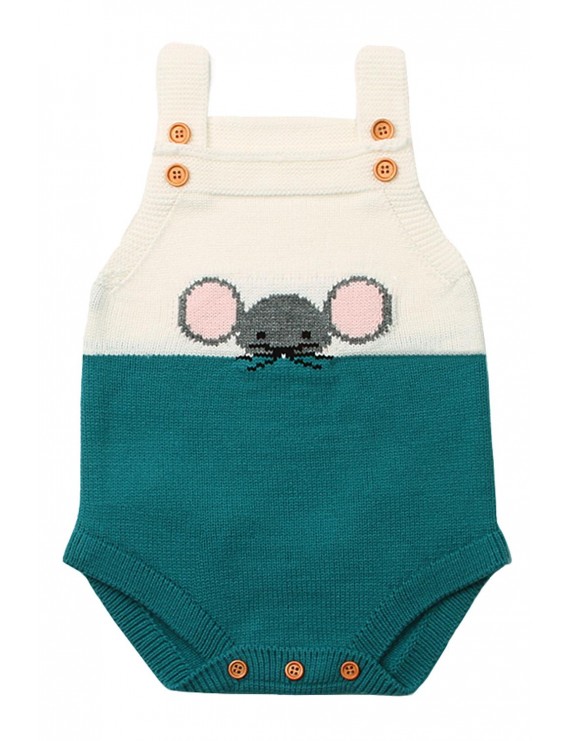 Mint Little Mouse Cotton Bodysuit Sleeveless Baby Suit