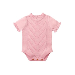 Pink Vintage Knit Short Sleeve Toddler Onesies