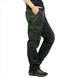 Mens Outdoor Elastic Waist Casual Pants Multi-pockets Detachable Sport Shorts