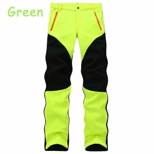 Mens Outdoor Sport Pants Elastic Soft Shell Warm Fleece Lined Vivid Color Waterproof Trouser