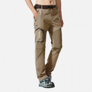 Mens Outdoor Quick-drying Waterproof Wear-resistant Zip Off Casual Thin Hiking Pants