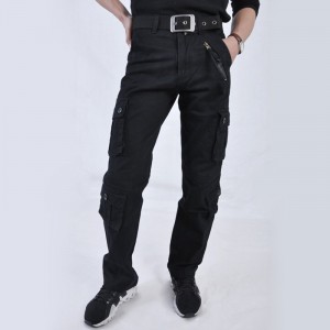 Plus Size Loose Breathable Cotton Multi-pocket Business Casual Straight Cargo Pants for Men