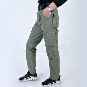 Plus Size Loose Breathable Cotton Multi-pocket Business Casual Straight Cargo Pants for Men