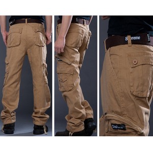 Mens Winter Thick Warm Fleece Lining Casual Pants Multi-Pocket Military Cargo Pants