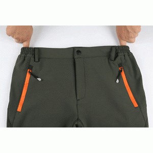 Mens Outdoor Pants Elastic Waist Soft Shell Splash Resistance Warm Fleece Lined Quick-dry Trouser