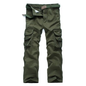 Mens Casual Cotton Multi-pocket Loose Military Cargo Pants