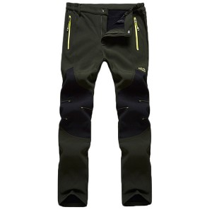 Mens Outdoor Soft Shell Water-repellent Quick-Dry Stitching Dark Color Sport Pants