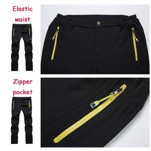 Mens Outdoor Soft Shell Water-repellent Quick-Dry Stitching Dark Color Sport Pants