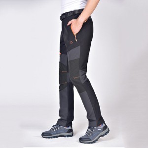 Mens Outdoor Durable Soft Shell Water-repellent Quick-Dry Breathable Stitching Color Sport Pants
