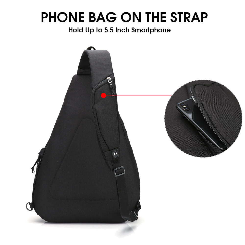 One Strap Backpack for Men Sling Backpack Crossbody Shoulder Bag Single Strap- Black