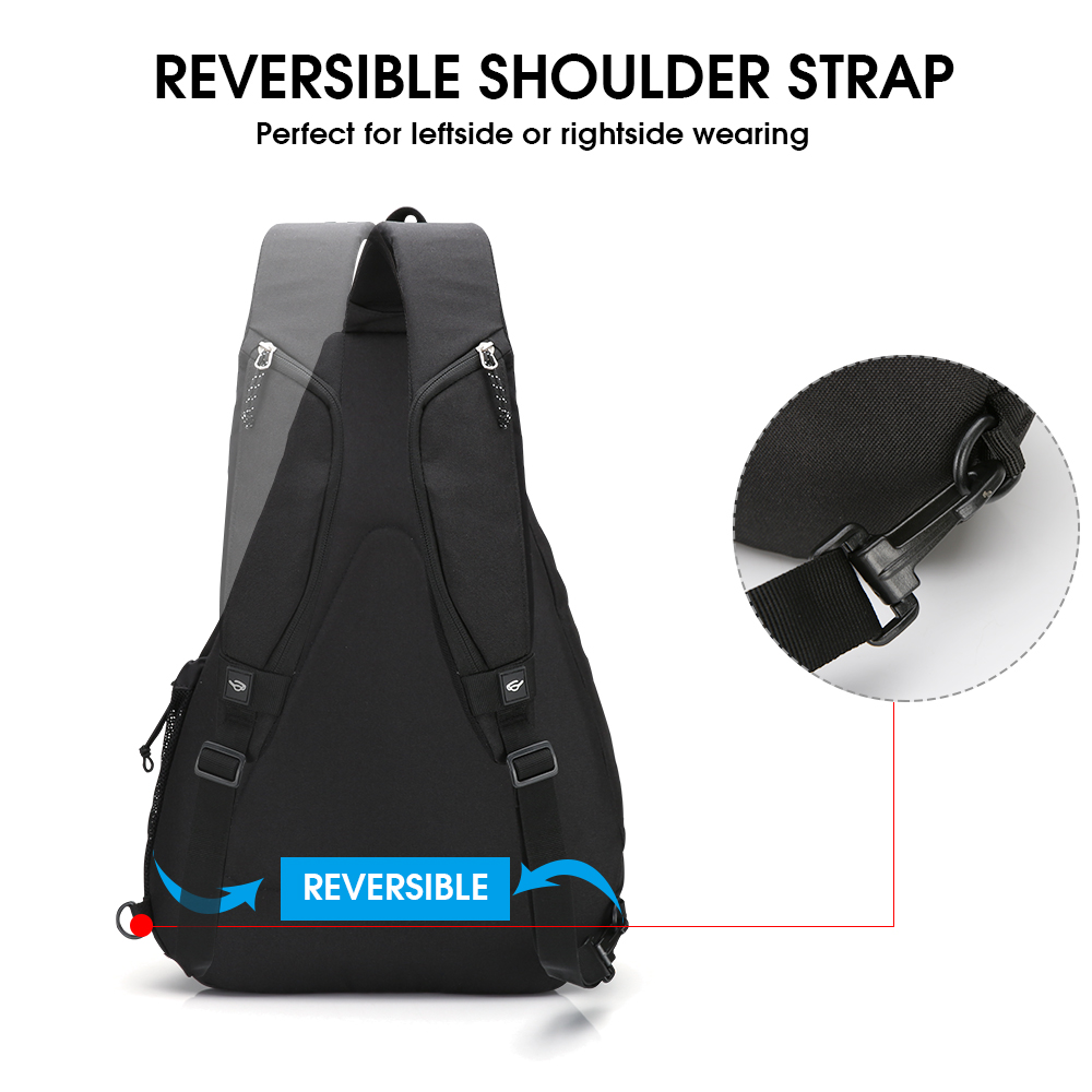 One Strap Backpack for Men Sling Backpack Crossbody Shoulder Bag Single Strap- Black