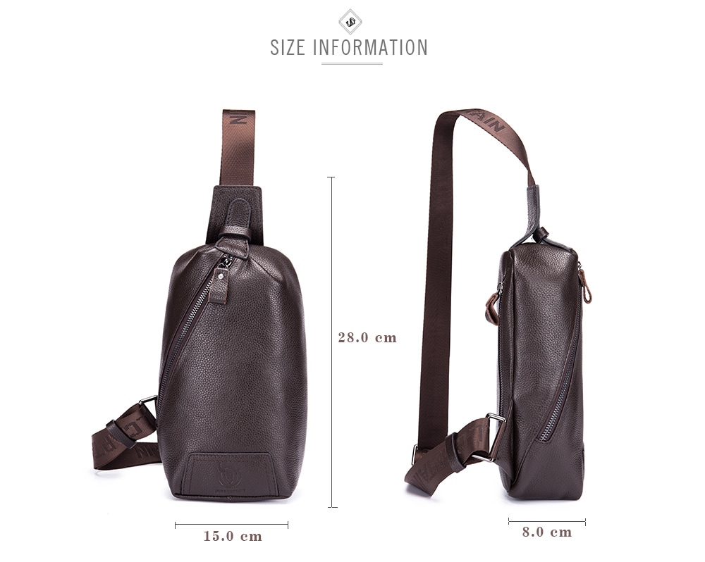 BULLCAPTAIN Leisure Genuine Leather Chest Bag for Men- Dun