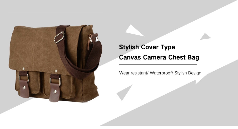 Stylish Cover Type Canvas Camera Chest Bag for Men- Coffee