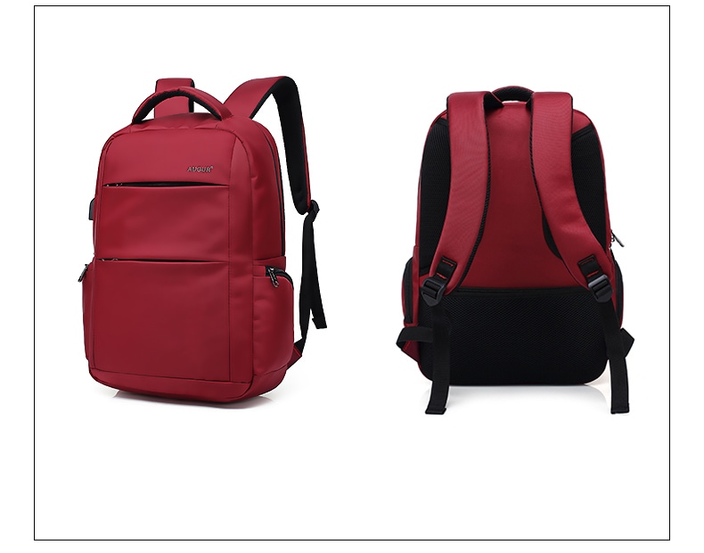 AUGUR Brand Backpacks USB Charging Laptop  Men Teenagers Travel Large Capacity Casual Fashion Style Back Bag- Black
