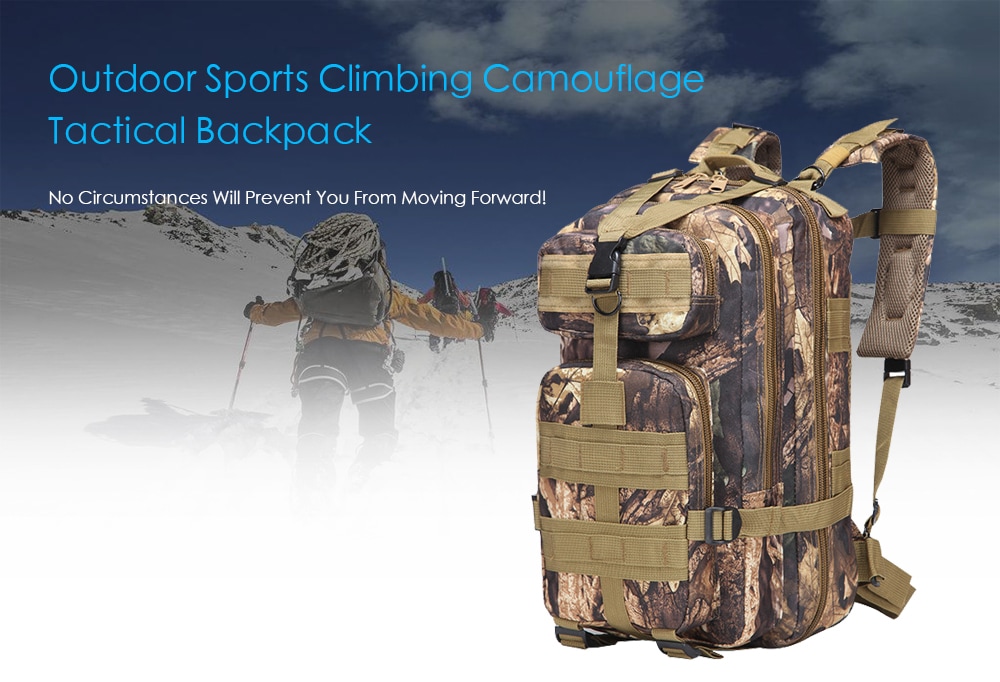 Outdoor Sports Climbing Camouflage Tactical Backpack- Black