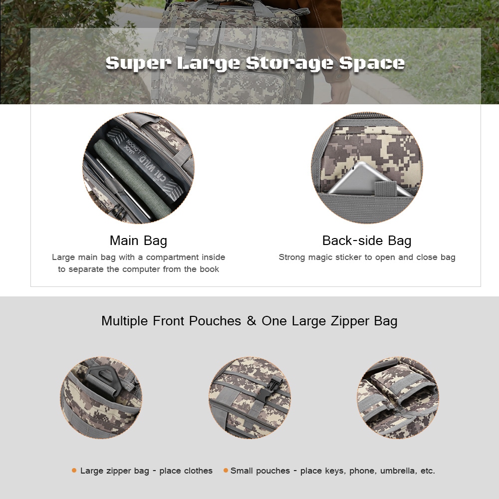 Outlife Outdoor Tablet Package Tactical Messenger Bag Military Waterproof Camouflage Handbag- Black