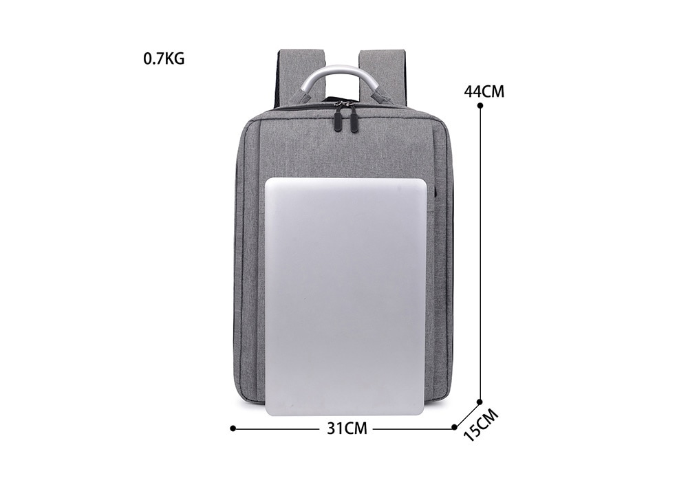 Men's Business Computer Backpack Multifunctional USB Charging Bag Durable Double Layer Aluminum Handle- Black