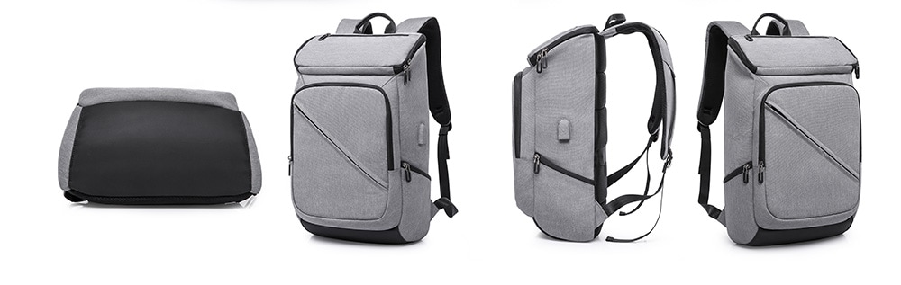 Kaka Trendy Large Capacity Laptop Backpack with USB Port for Men- Black