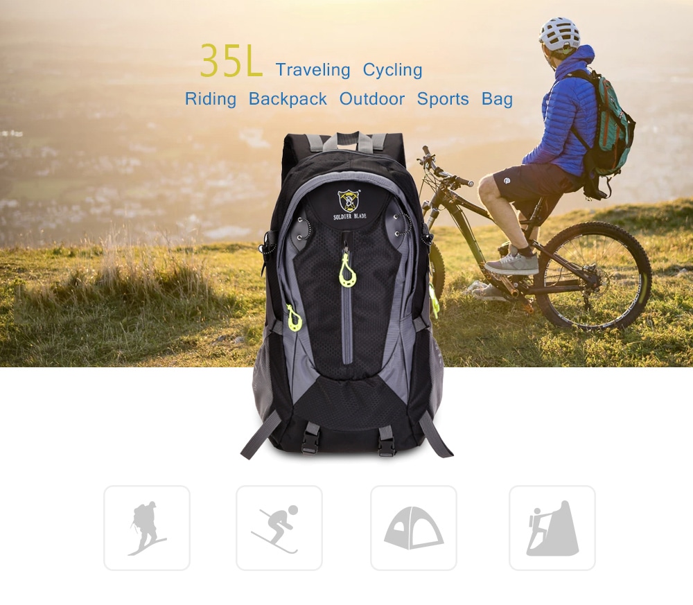 SOLDIERBLADE 35L Traveling Cycling Riding Backpack Outdoor Sports Bag- Black