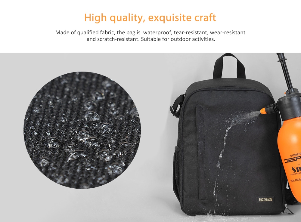 CADeN D6 Outdoor Light Durable SLR Camera Bag Multi-function Waterproof Backpack- Black