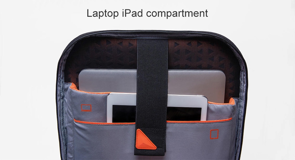 Xiaomi Trendy Geometric Splicing Reflective Water-resistant Backpack- Black