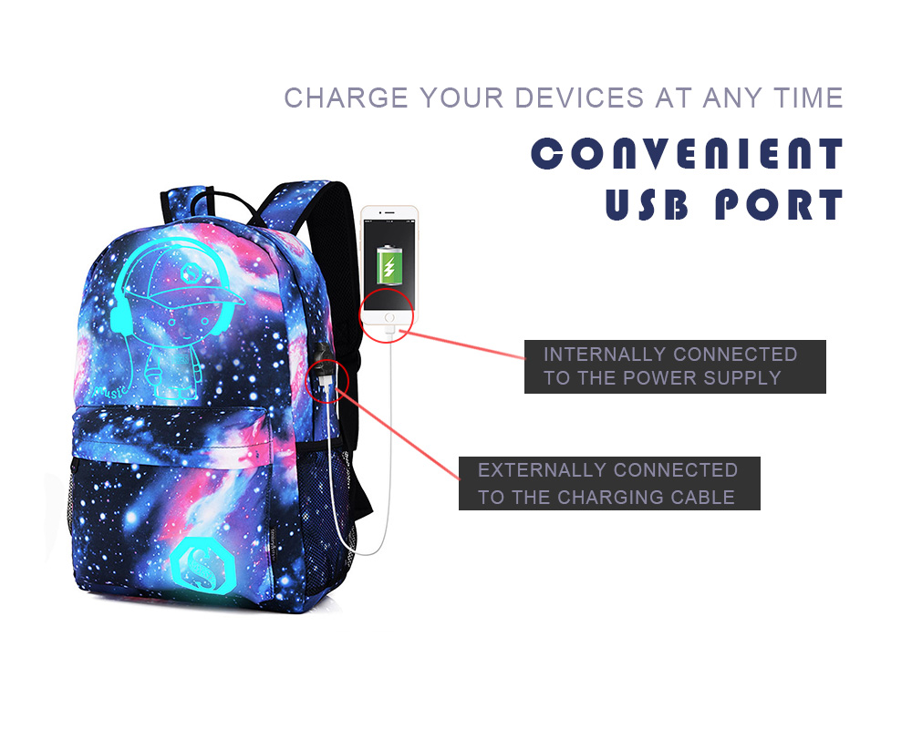 Stylish Durable Breathable Luminous Laptop Backpack for Men- Black