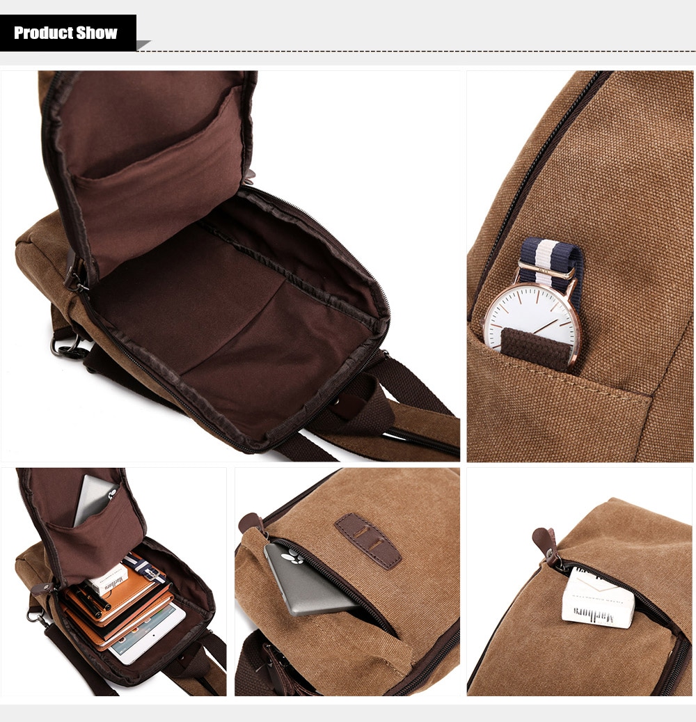 Kabden 7009 Wear-resistant Canvas 4L Leisure Backpack / Sling Bag- Light Blue