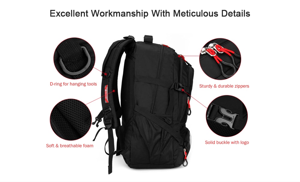 Shuaibo 9108 28L Large Capacity Travelling Backpack Outdoor Bag for Men- Black