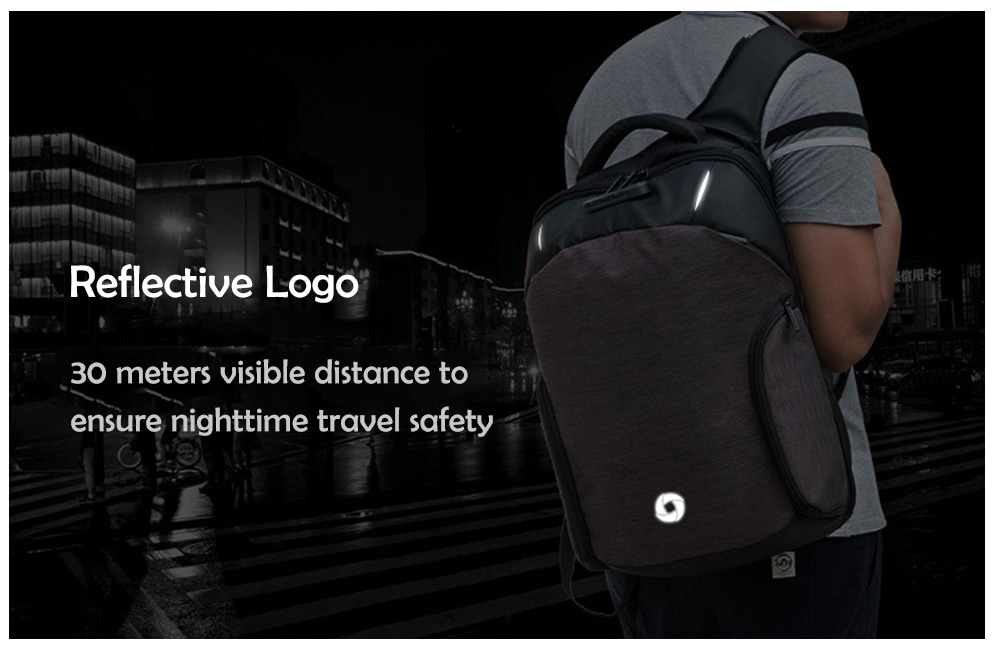 Ozuko Anti-theft Backpack with USB Port- Vampire Gray