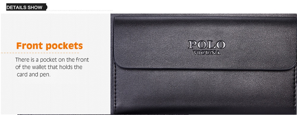 VICUNAPOLO Trendy Durable Clutch Wallet for Men- Black