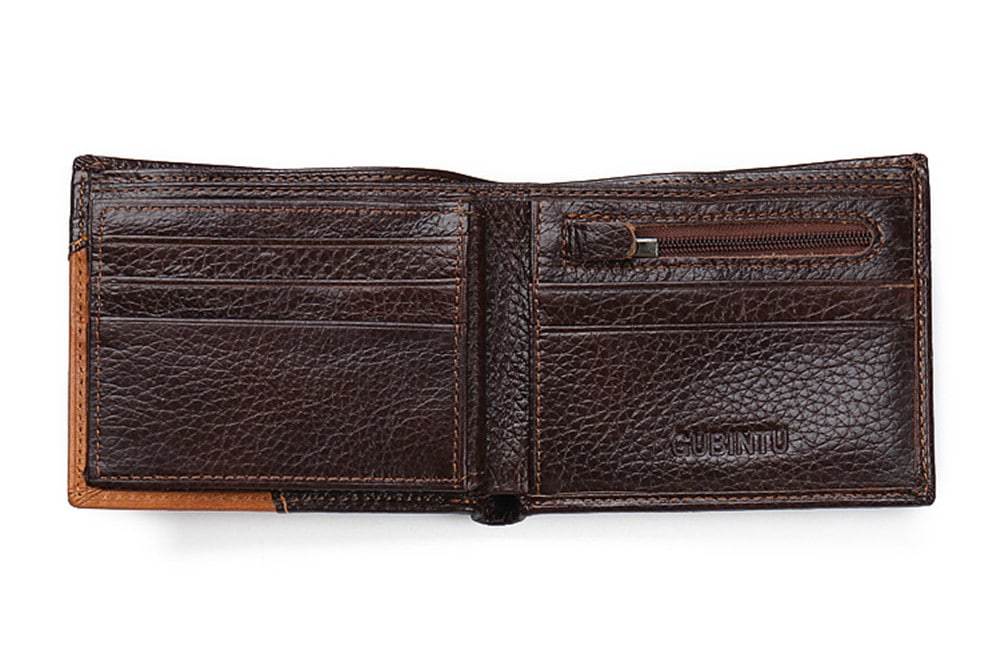 GUBINTU Genuine Leather Creative Personality Wallet- Brown