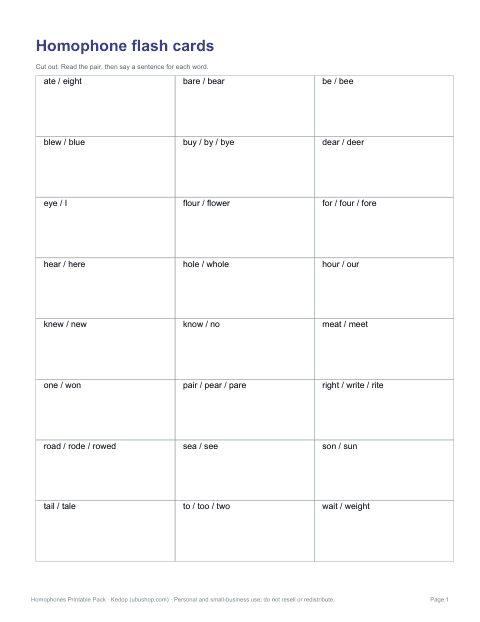 Preview of the first page of Flash cards (PDF)